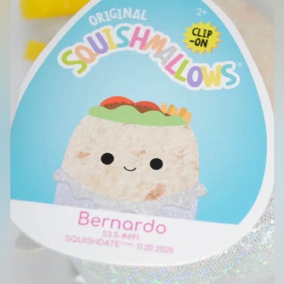 NWT 3” Bernardo the Burrito Squishmallow Clip - Picture 5 of 5